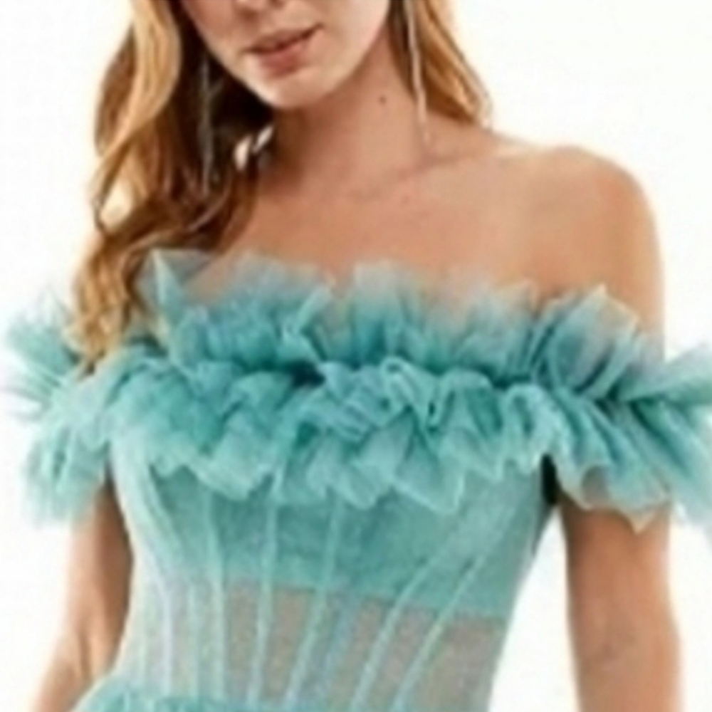 Say Yes to the Prom Glitter Tulle Off The Shoulder Gown Size 13 - Picture 13 of 13